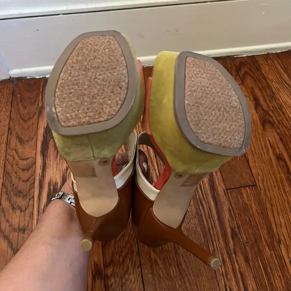 Bakers Vanessa Y2K Colorblock Platform Stiletto Heels Suede Leather 7.5